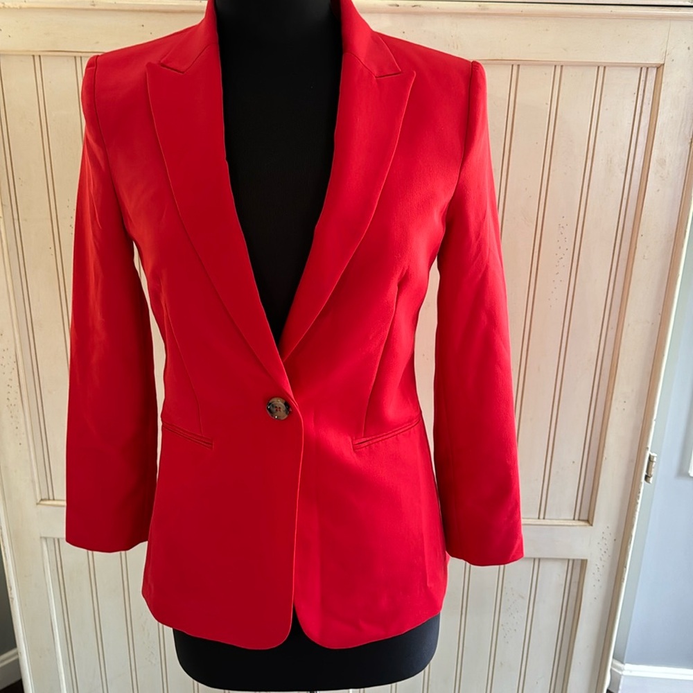 MNG Red One Button Closure Blazer
